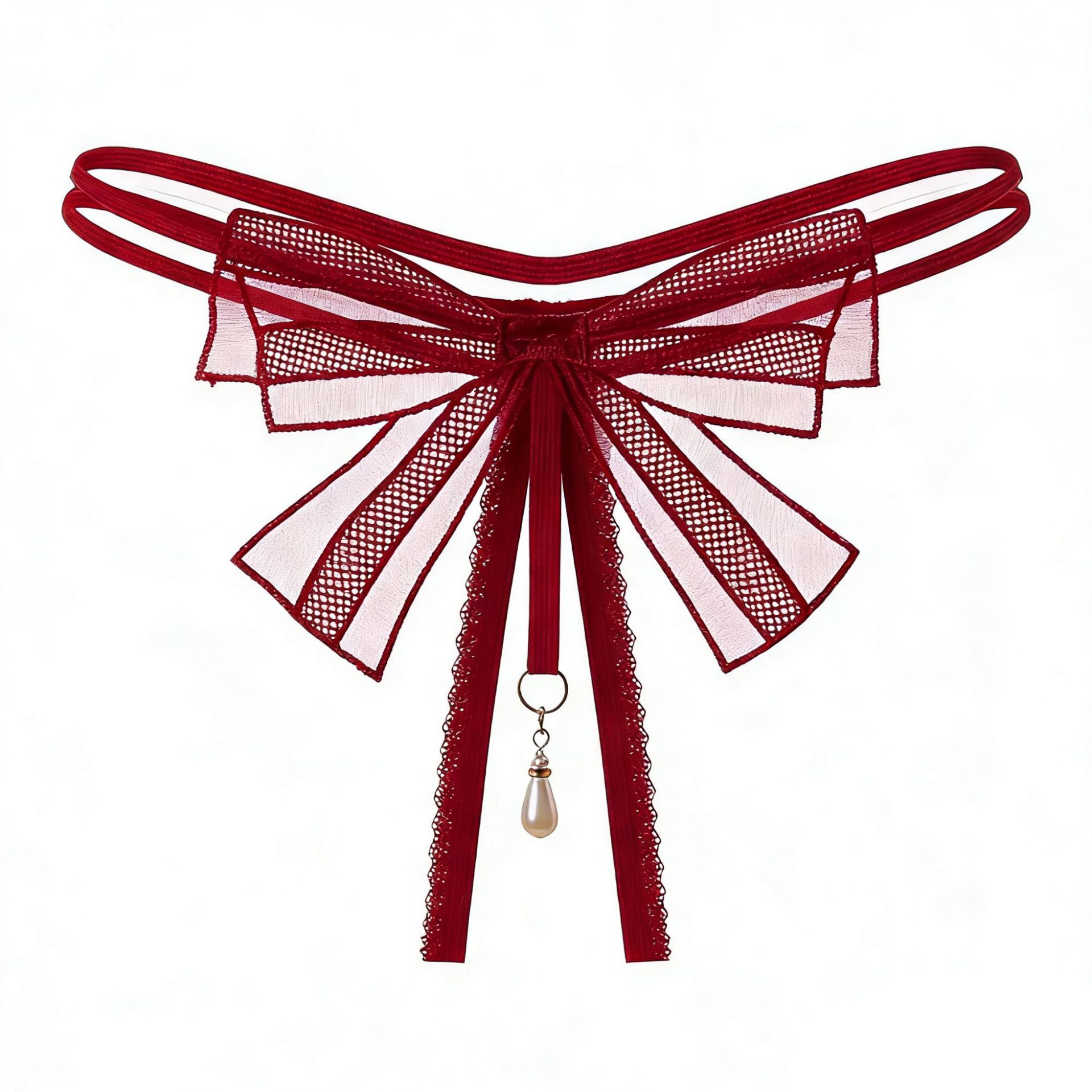 Elastic Lace Trim - Tanga de Encaje con Mariposa para