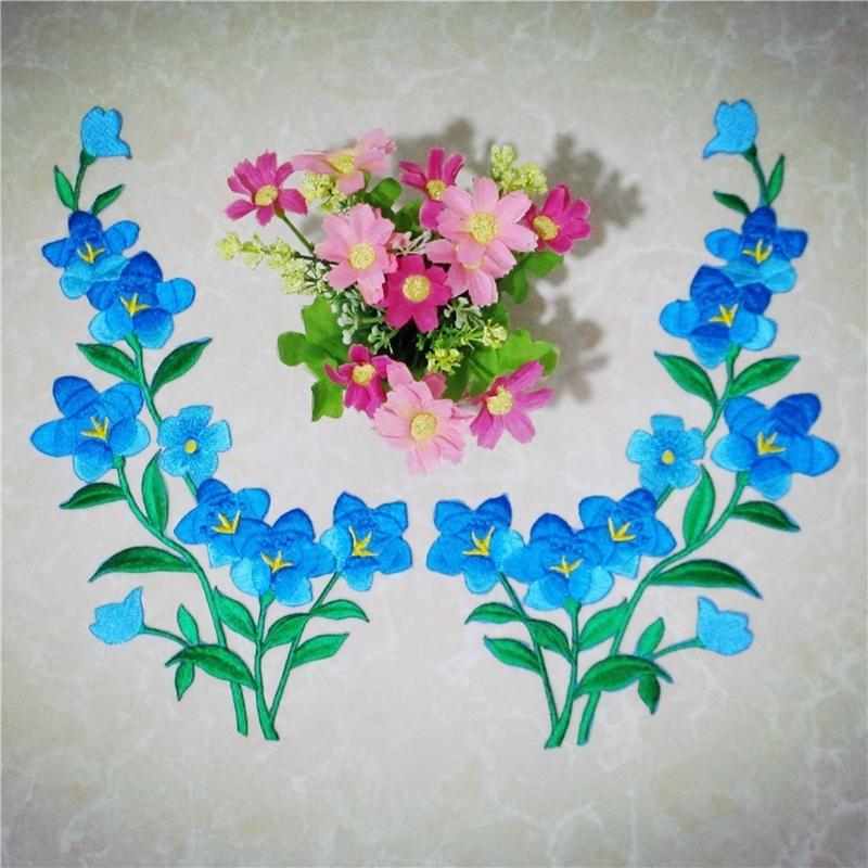 Parche bordado de flores azule - Applique Patch Flower reseña y precio